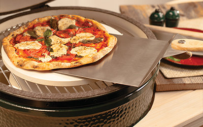 Pizza on kamado grill